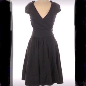 DVF Diane von Furstenberg Black Wool Wrap Dress with Pockets